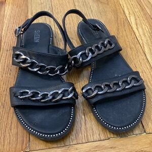 Shein women’s black sandal chains and rhinestone 39